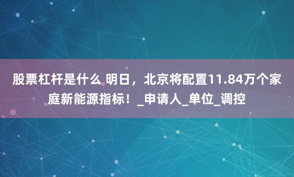 股票杠杆是什么 明日，北京将配置11.84万个家庭新能源指标！_申请人_单位_调控